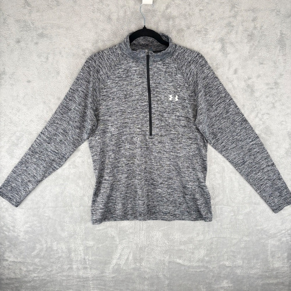 Under Armour Men XL HeatGear Gray 1/2 Zip Lightweight Pullover Long Sleeve Shirt - Picture 1 of 10